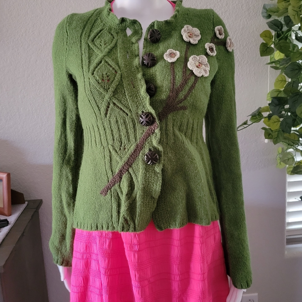 Vintage Anthropologie Cardigan with Flowers